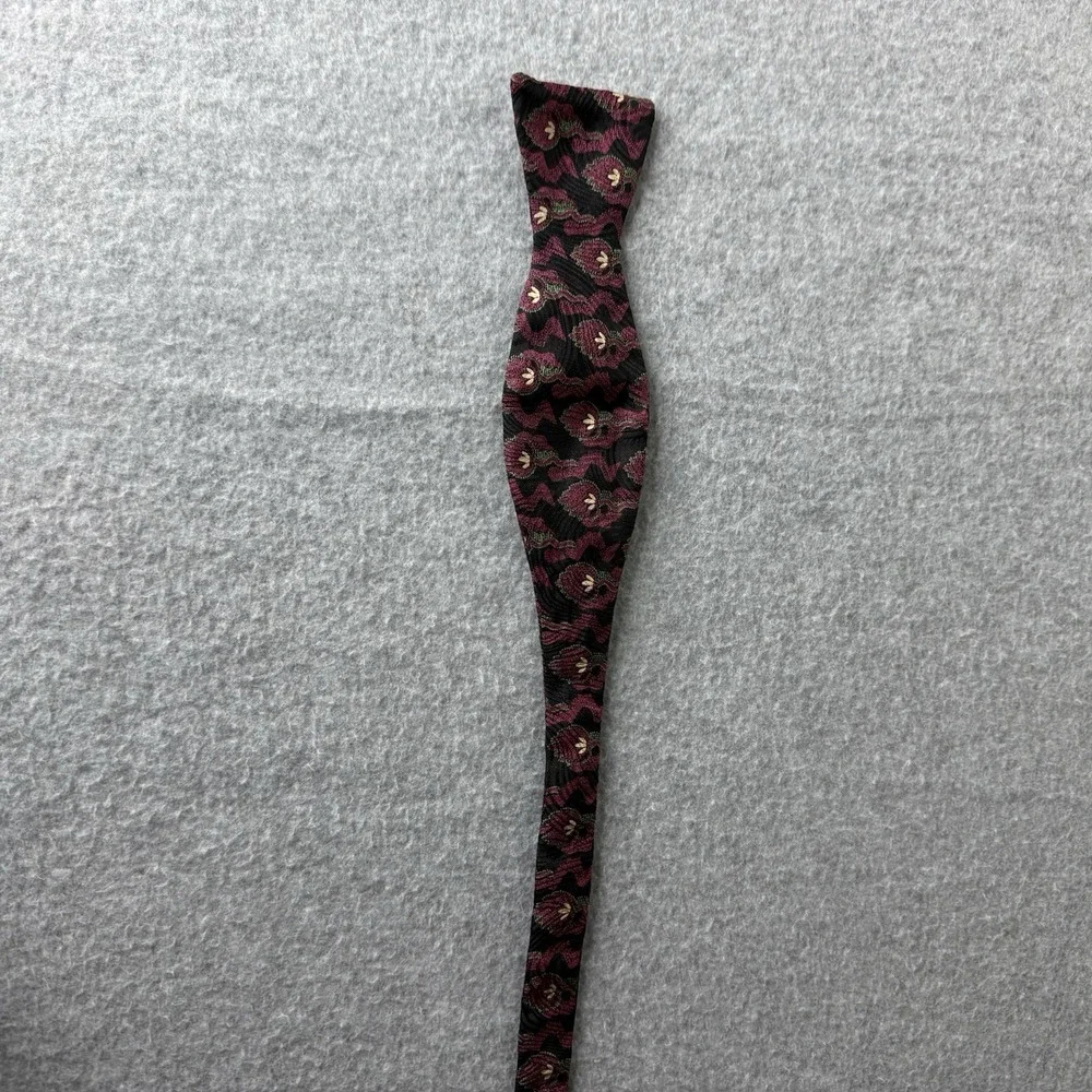 Giorgio Armani Bow Tie Burgundy And Black Floral Formal Event